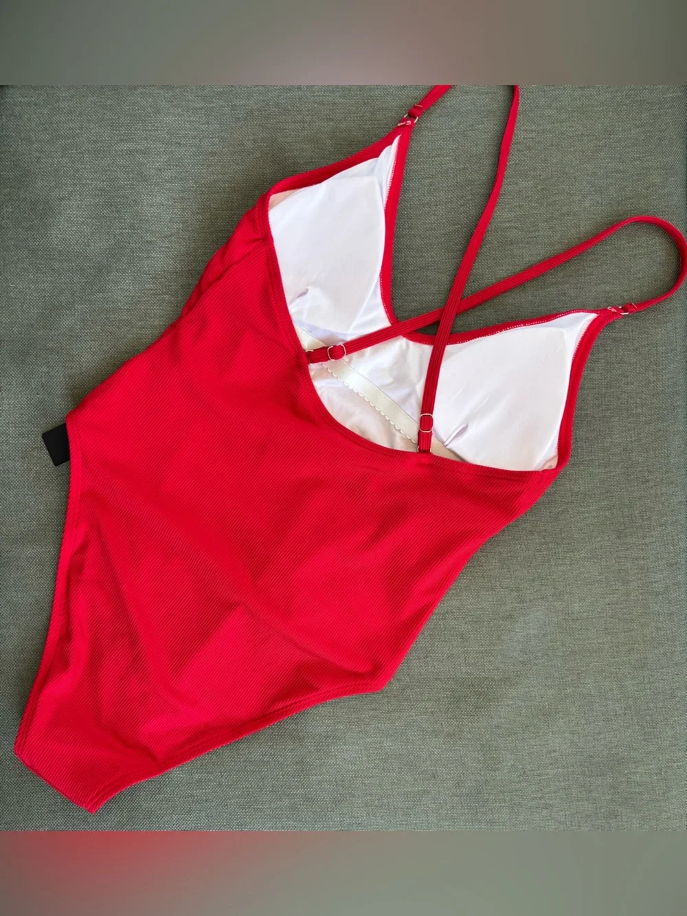 NWT Fashion Nova Fire Red Ribbed One-Piece Swimsuit